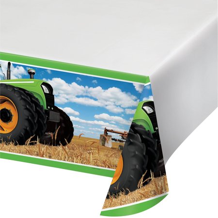 CREATIVE CONVERTING Tractor Time Plastic Tablecloth, 102"x54", 6PK 318056